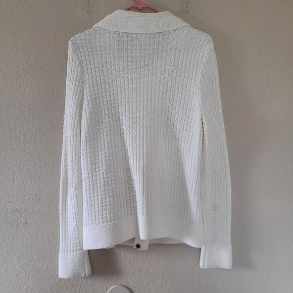 Chistopher Banks Ivory Side Zip Sweater Cardigan Sz Small Cable Knit Asymmetric - Picture 7 of 7